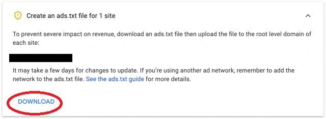 Download AdSense ads txt file